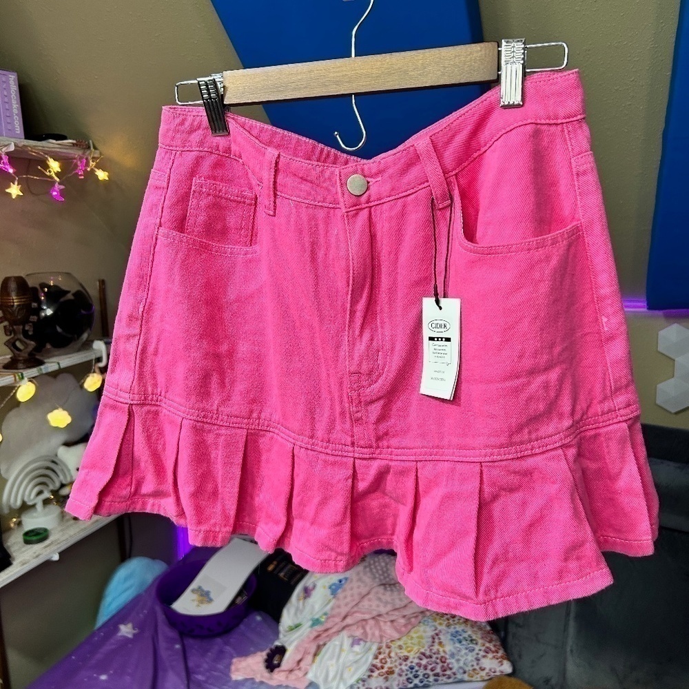 Pink Cider Denim Skirt NWT